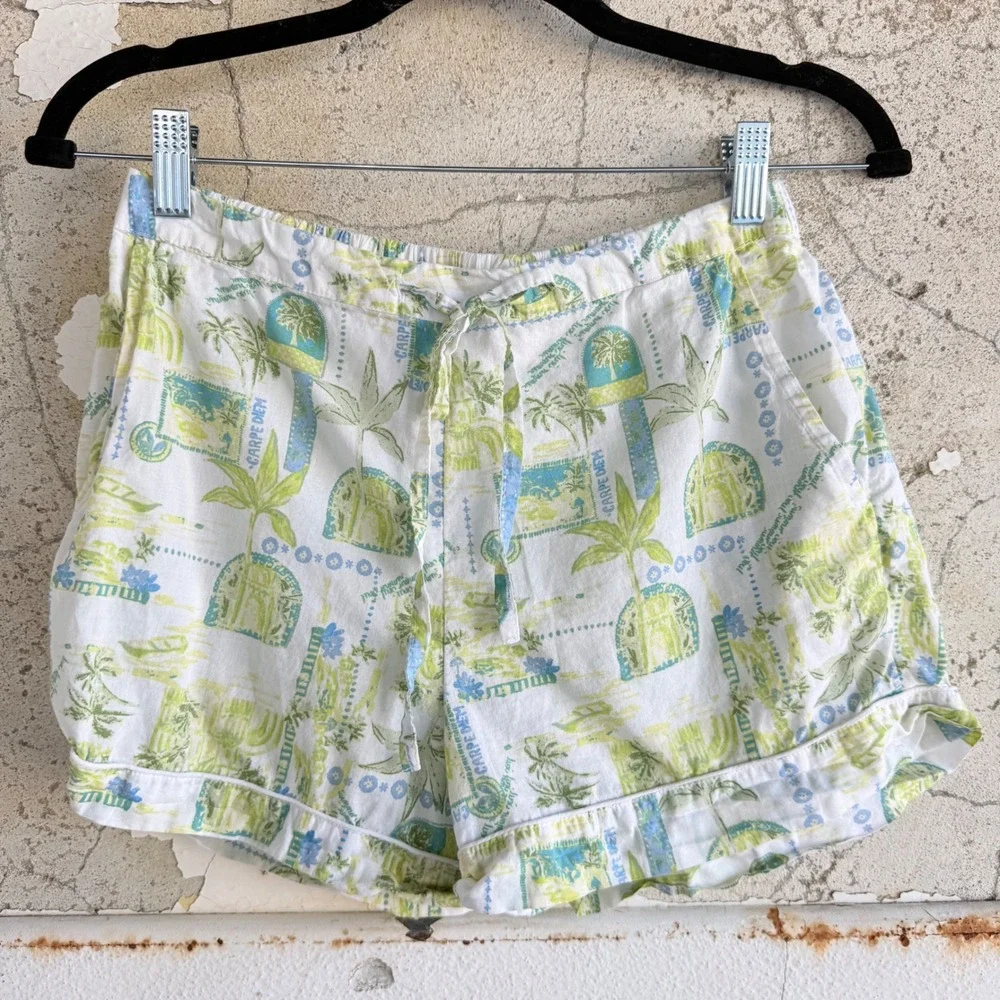 Calypso St Barth Pajama Set Organic Cotton Tropical Print Sleepwear Shorts Small - Picture 4 of 12